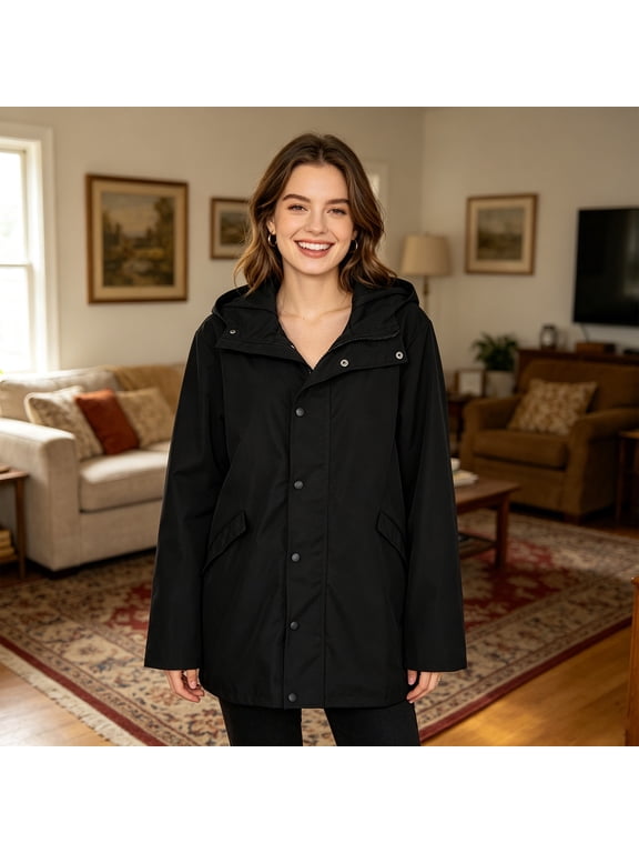 Unisex Hooded Travel Jacket, Waterproof Windbreaker with 10 Hidden + 2 Outer Pockets, Lightweight Anti-Theft Carry On Coat Holds 5-Day Clothes to Avoid Luggage Fees,L