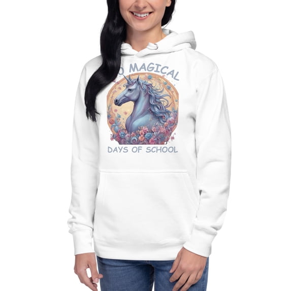 Unisex Hoodie 100 Magical Days Of School Cute Unicorn Kid (White, S)