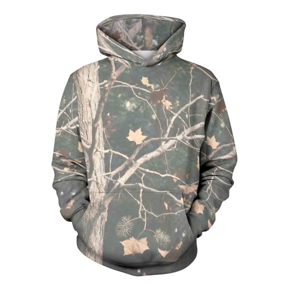 Unisex Hoodie Camouflage Print Fleece Lined Oversized Hooded Sweatshirt Maple Leaf Design Long Sleeve Pocket Pullover Casual Comfortable Streetwear Seasonal Wear
