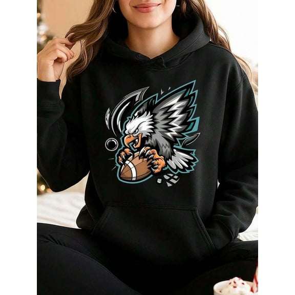 Unisex Hoodie City Eagle Football Graphic Print Perfect For Game Day Gift For Fans Casual Wear At Home Or Stadium