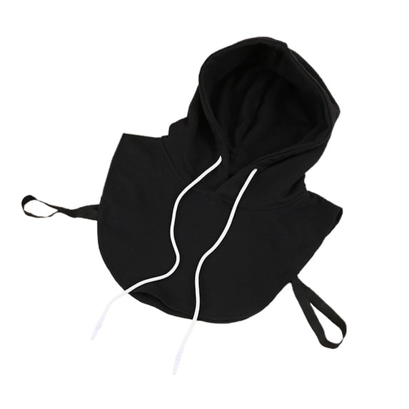 Unisex Hoodie Fake Collar Detachable Dickey Pullover Crop Top Harajuku Solid Color Half Sweatshirt Neck Warmer with Hat