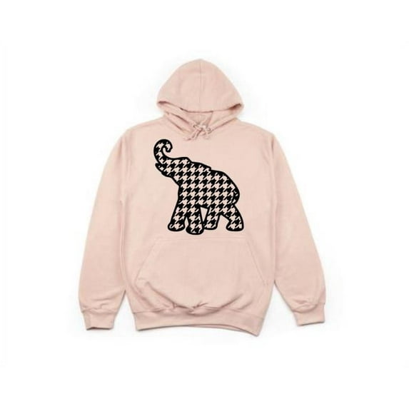 Unisex Hoodie, Houndstooth Elephant, Roll Tide Apparel, Alabama Hoodie, Alabama Football, Sports Hoodie, Football Hoodie, Alabama Apparel, Peach (Black Text), LARGE
