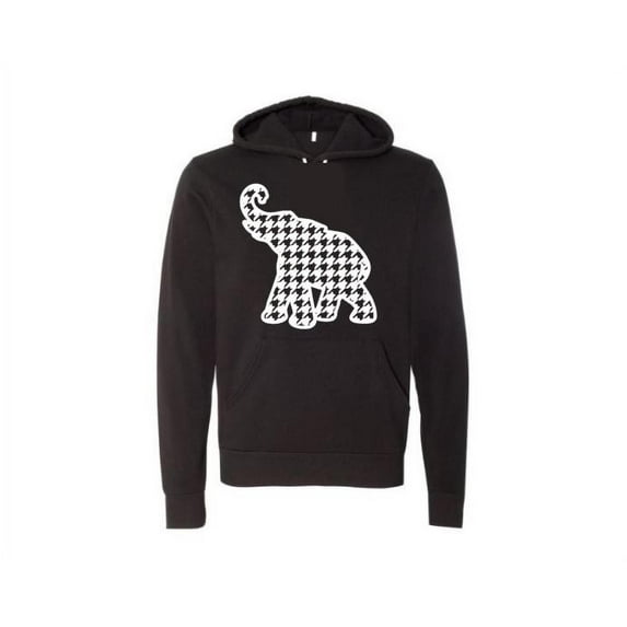 Unisex Hoodie, Houndstooth Elephant, Roll Tide Apparel, Alabama Hoodie, Alabama Football, Sports Hoodie, Football Hoodie, Alabama Apparel, Black, LARGE