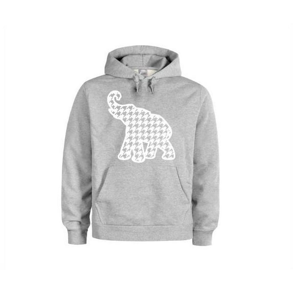 Unisex Hoodie, Houndstooth Elephant, Roll Tide Apparel, Alabama Hoodie, Alabama Football, Sports Hoodie, Football Hoodie, Alabama Apparel, Grey (White Text), 2XL