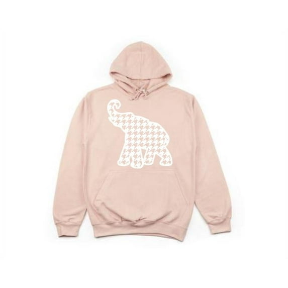 Unisex Hoodie, Houndstooth Elephant, Roll Tide Apparel, Alabama Hoodie, Alabama Football, Sports Hoodie, Football Hoodie, Alabama Apparel, Peach (White Text), LARGE