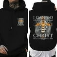 thumbnail image 1 of Unisex Hoodie, I Can Do All Things Through Christ Lion and Cross Graphic Double-Sided Pullover, Faith Strength Bible Verse, Christian Streetwear Gift for Believers, Sizes S–5XL, 1 of 7