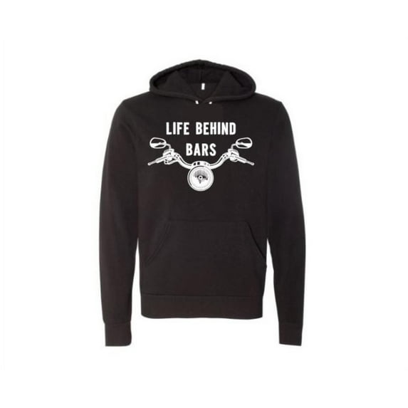 Unisex Hoodie, Life Behind Bars, Motorcycle Lover, Gift For Him, Humor, Black, LARGE