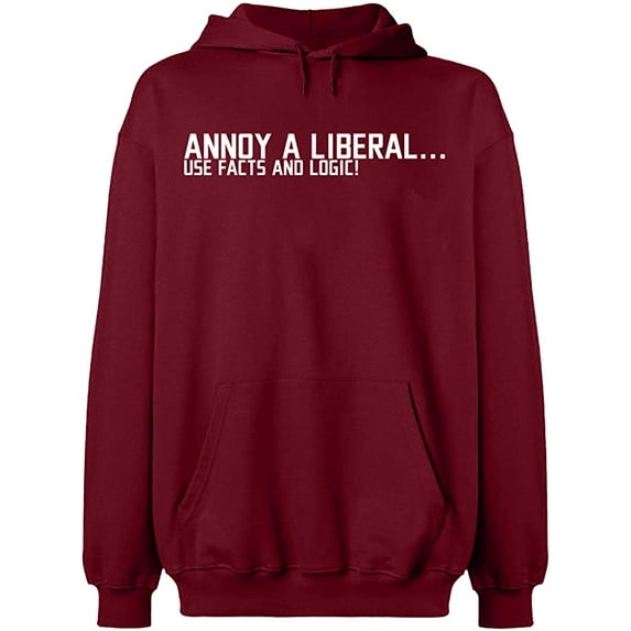 Unisex Hoodie Sweatshirt, Annoy a Liberal, Slim Fit, Long Sleeve Sweater - Cardinal Red Medium