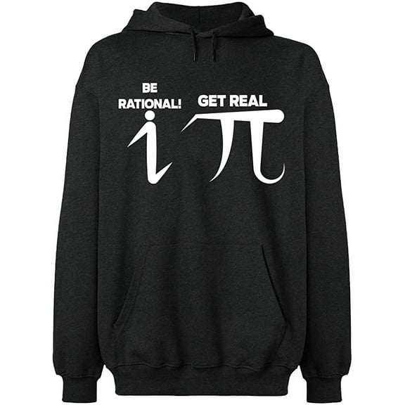 Unisex Hoodie Sweatshirt, Be Rational Get Real Pi, Custom Sweater, Slim Fit, Long Sleeve Sweater - Dark Heather 2X-Large