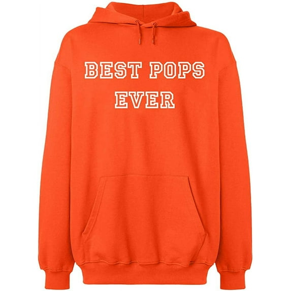 Unisex Hoodie Sweatshirt, Best Pops Ever, Slim Fit, Long Sleeve Sweater - Orange X-Large