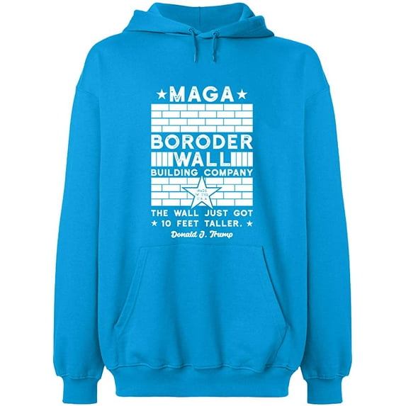 Unisex Hoodie Sweatshirt, Border Wall, Slim Fit, Long Sleeve Sweater - Sapphire Small