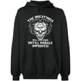 thumbnail image 1 of Unisex Hoodie Sweatshirt, Breating Morale Improves, Custom Sweater, Slim Fit, Long Sleeve Sweater - Dark Heather Small, 1 of 2