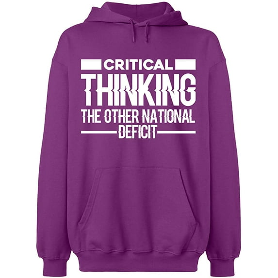 Unisex Hoodie Sweatshirt, Critical Thinking, Slim Fit, Long Sleeve Sweater - Purple 2X-Large