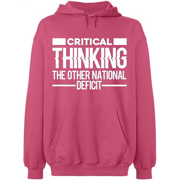 Unisex Hoodie Sweatshirt, Critical Thinking, Slim Fit, Long Sleeve Sweater - Safety Pink Medium