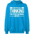 thumbnail image 1 of Unisex Hoodie Sweatshirt, Critical Thinking, Slim Fit, Long Sleeve Sweater - Sapphire Medium, 1 of 2