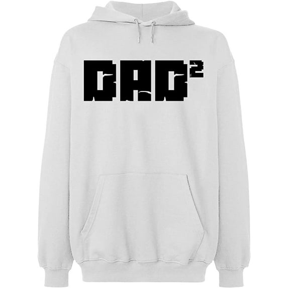 Unisex Hoodie Sweatshirt, Dad Square, Slim Fit, Long Sleeve Sweater - White Small