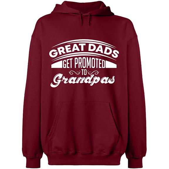 Unisex Hoodie Sweatshirt, Dads Get Promoted To Grandpas, Slim Fit, Long Sleeve Sweater - Cardinal Red Medium