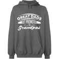 thumbnail image 1 of Unisex Hoodie Sweatshirt, Dads Get Promoted To Grandpas, Slim Fit, Long Sleeve Sweater - Graphite Heather Small, 1 of 2