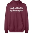thumbnail image 1 of Unisex Hoodie Sweatshirt, Distracted By Shiny Objects, Slim Fit, Long Sleeve Sweater - Maroon 2X-Large, 1 of 2