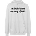 thumbnail image 1 of Unisex Hoodie Sweatshirt, Distracted By Shiny Objects, Slim Fit, Long Sleeve Sweater - White Small, 1 of 2