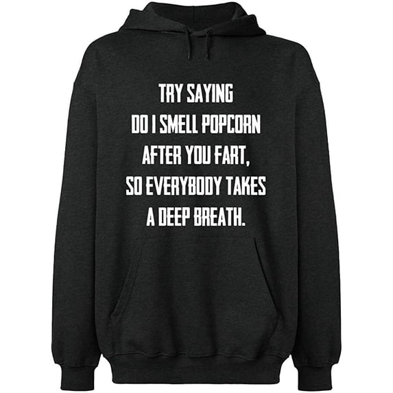 Unisex Hoodie Sweatshirt, Do I Smell Popcorn, Slim Fit, Long Sleeve Sweater - Dark Heather Small