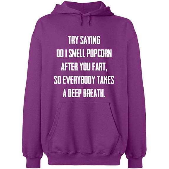 Unisex Hoodie Sweatshirt, Do I Smell Popcorn, Slim Fit, Long Sleeve Sweater - Purple 3X-Large