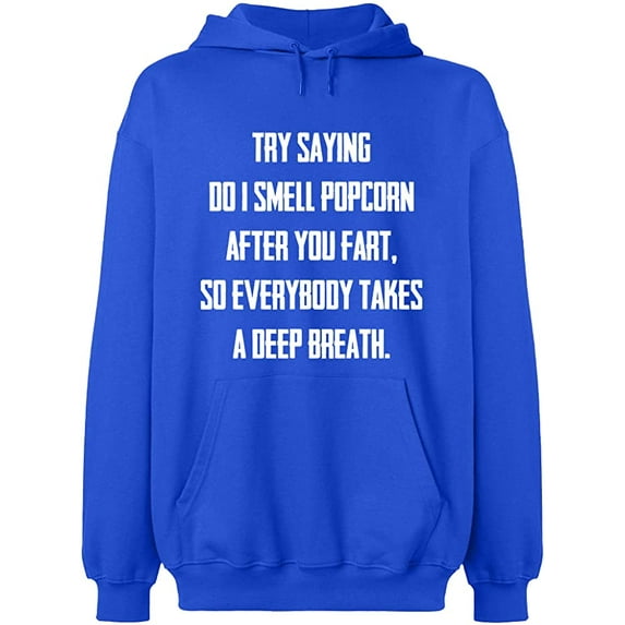 Unisex Hoodie Sweatshirt, Do I Smell Popcorn, Slim Fit, Long Sleeve Sweater - Royal Blue 3X-Large