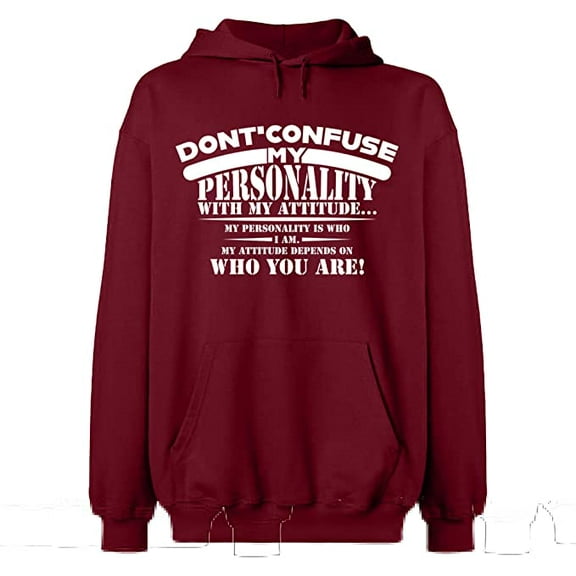 Unisex Hoodie Sweatshirt, Don't Confuse My Personality, Custom Sweater, Slim Fit, Long Sleeve Sweater - Cardinal Red Medium