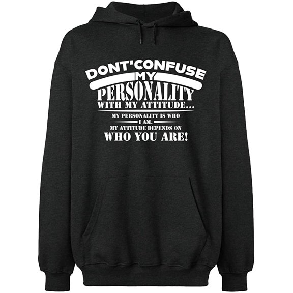 Unisex Hoodie Sweatshirt, Don't Confuse My Personality, Custom Sweater, Slim Fit, Long Sleeve Sweater - Dark Heather 2X-Large