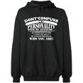 thumbnail image 1 of Unisex Hoodie Sweatshirt, Don't Confuse My Personality, Custom Sweater, Slim Fit, Long Sleeve Sweater - Dark Heather Medium, 1 of 2