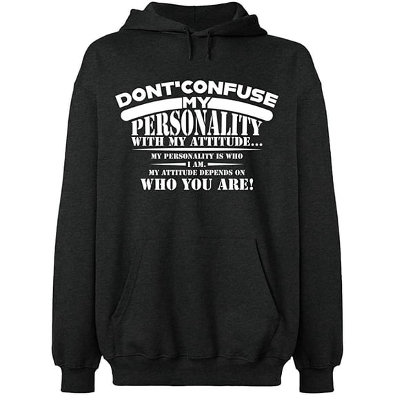Unisex Hoodie Sweatshirt, Don't Confuse My Personality, Custom Sweater, Slim Fit, Long Sleeve Sweater - Dark Heather Medium