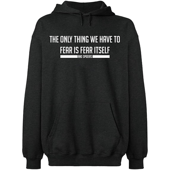 Unisex Hoodie Sweatshirt, Fear is Fear Itself And Spiders, Slim Fit, Long Sleeve Sweater - Dark Heather X-Large