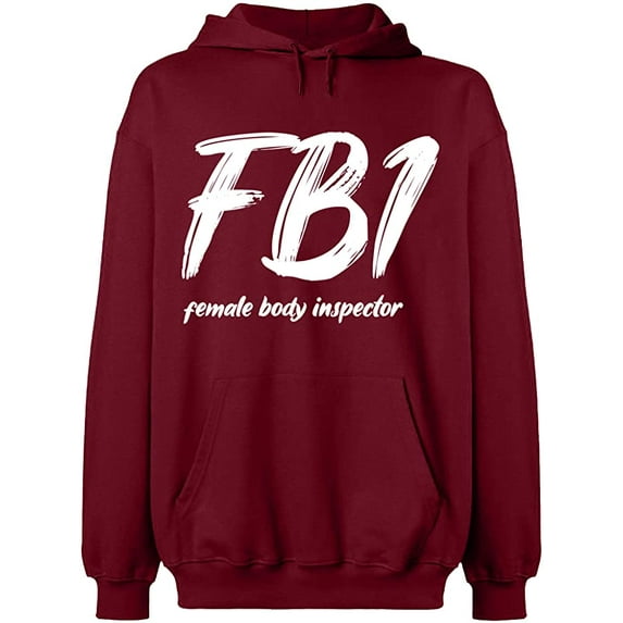 Unisex Hoodie Sweatshirt, Female Body Inspector, Slim Fit, Long Sleeve Sweater - Cardinal Red 2X-Large