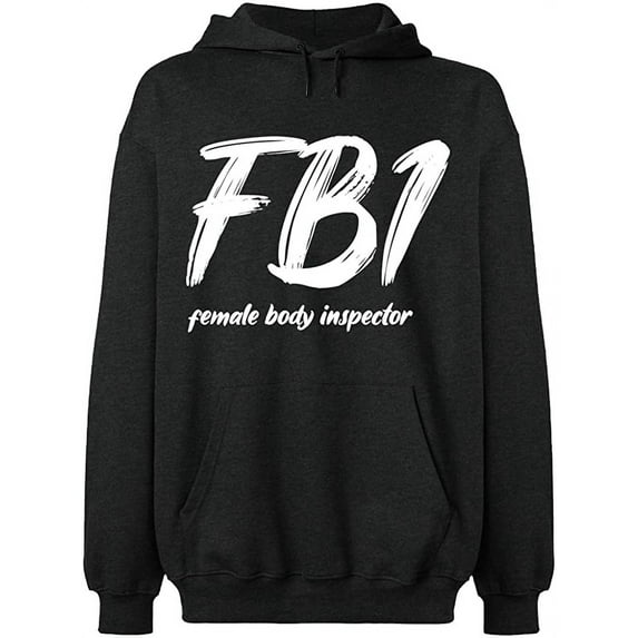 Unisex Hoodie Sweatshirt, Female Body Inspector, Slim Fit, Long Sleeve Sweater - Dark Heather Large