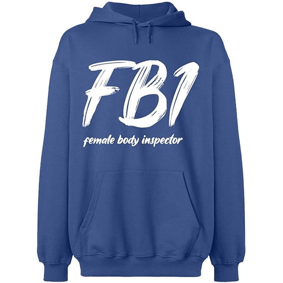 Unisex Hoodie Sweatshirt, Female Body Inspector, Slim Fit, Long Sleeve Sweater - Indigo Blue 2X-Large