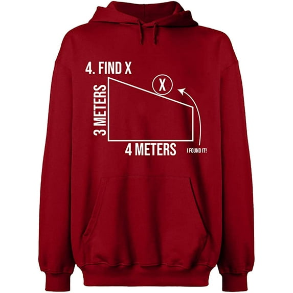 Unisex Hoodie Sweatshirt, Find X Found It Math, Slim Fit, Long Sleeve Sweater - Antiquee Cherry Small