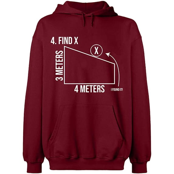 Unisex Hoodie Sweatshirt, Find X Found It Math, Slim Fit, Long Sleeve Sweater - Cardinal Red 3X-Large