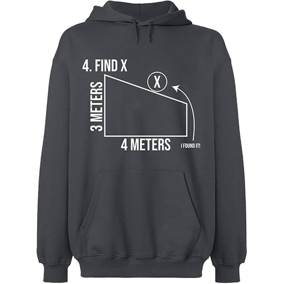 Unisex Hoodie Sweatshirt, Find X Found It Math, Slim Fit, Long Sleeve Sweater - Charcoal Large