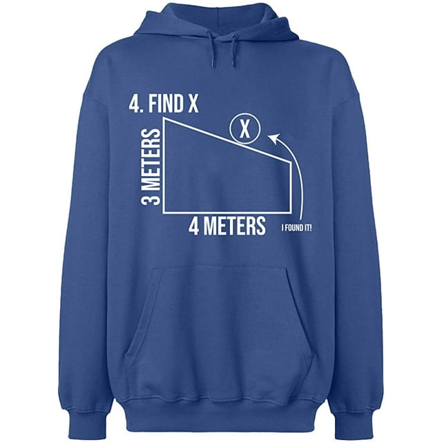 Unisex Hoodie Sweatshirt, Find X Found It Math, Slim Fit, Long Sleeve Sweater - Indigo Blue 2X-Large