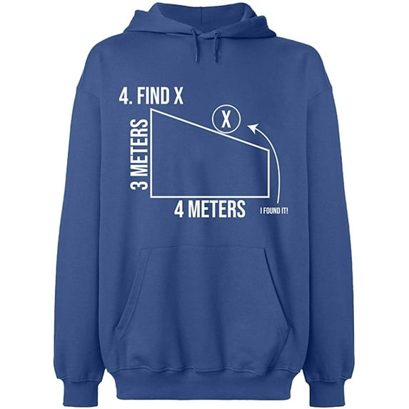 Unisex Hoodie Sweatshirt, Find X Found It Math, Slim Fit, Long Sleeve Sweater - Indigo Blue Medium