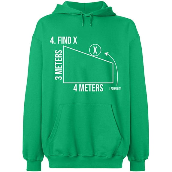 Unisex Hoodie Sweatshirt, Find X Found It Math, Slim Fit, Long Sleeve Sweater - Irish Green X-Large
