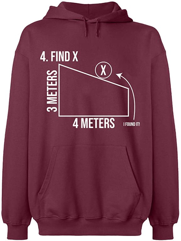 Unisex Hoodie Sweatshirt, Find X Found It Math, Slim Fit, Long Sleeve Sweater - Maroon Medium