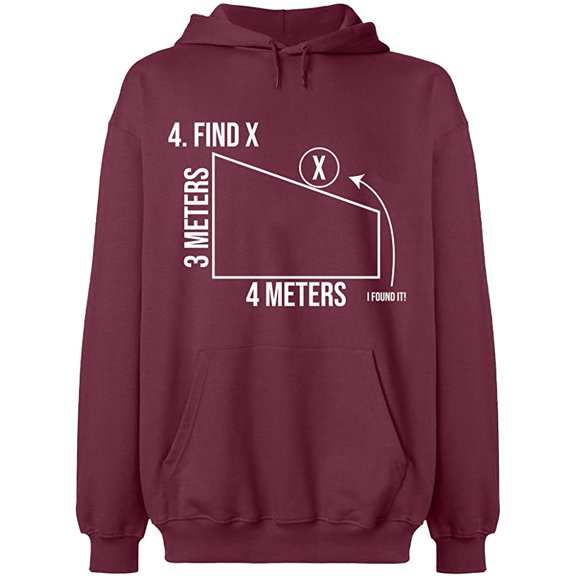 Unisex Hoodie Sweatshirt, Find X Found It Math, Slim Fit, Long Sleeve Sweater - Maroon X-Large