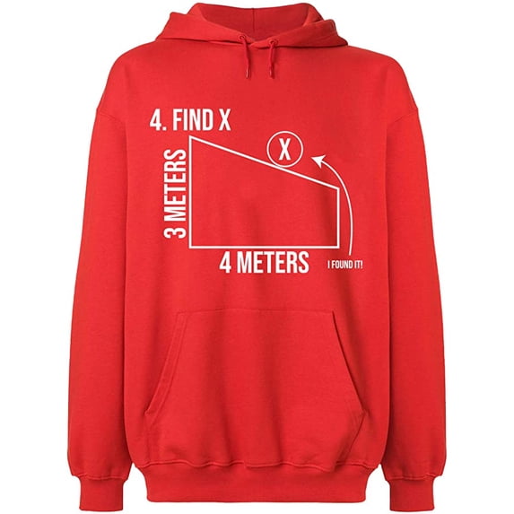 Unisex Hoodie Sweatshirt, Find X Found It Math, Slim Fit, Long Sleeve Sweater - Red 2X-Large