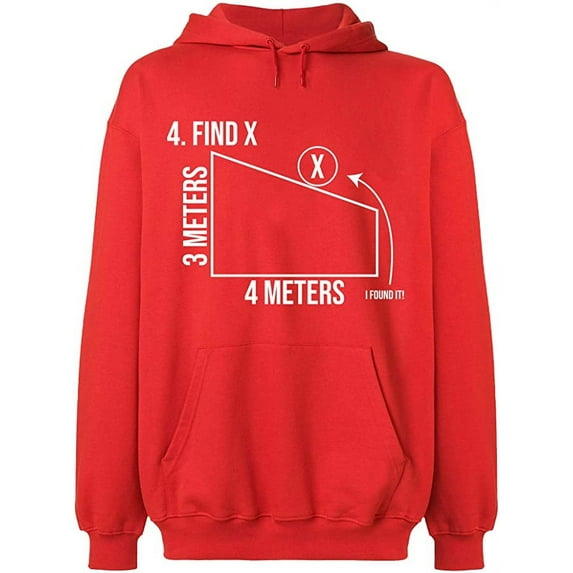 Unisex Hoodie Sweatshirt, Find X Found It Math, Slim Fit, Long Sleeve Sweater - Red Medium
