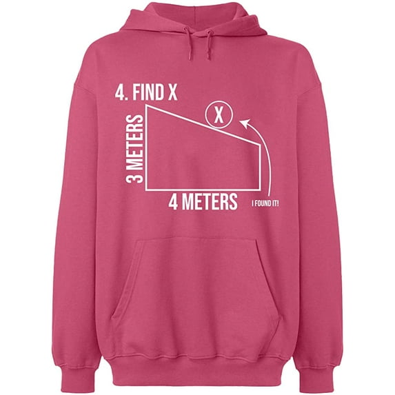 Unisex Hoodie Sweatshirt, Find X Found It Math, Slim Fit, Long Sleeve Sweater - Safety Pink 2X-Large