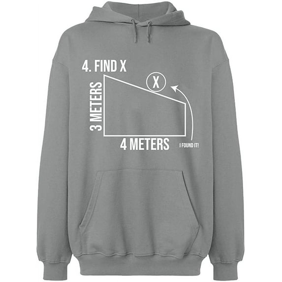 Unisex Hoodie Sweatshirt, Find X Found It Math, Slim Fit, Long Sleeve Sweater - Sport Grey Medium