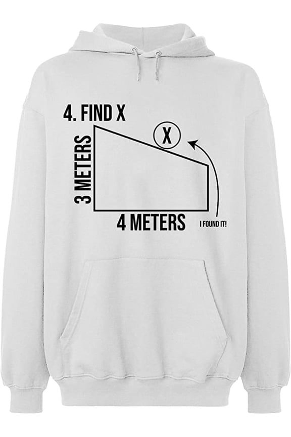 Unisex Hoodie Sweatshirt, Find X Found It Math, Slim Fit, Long Sleeve Sweater - White Large