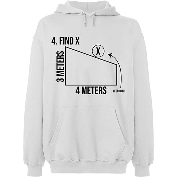 Unisex Hoodie Sweatshirt, Find X Found It Math, Slim Fit, Long Sleeve Sweater - White Small