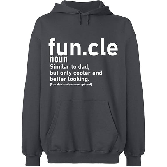 Unisex Hoodie Sweatshirt, Funcle Noun, Slim Fit, Long Sleeve Sweater - Charcoal Large